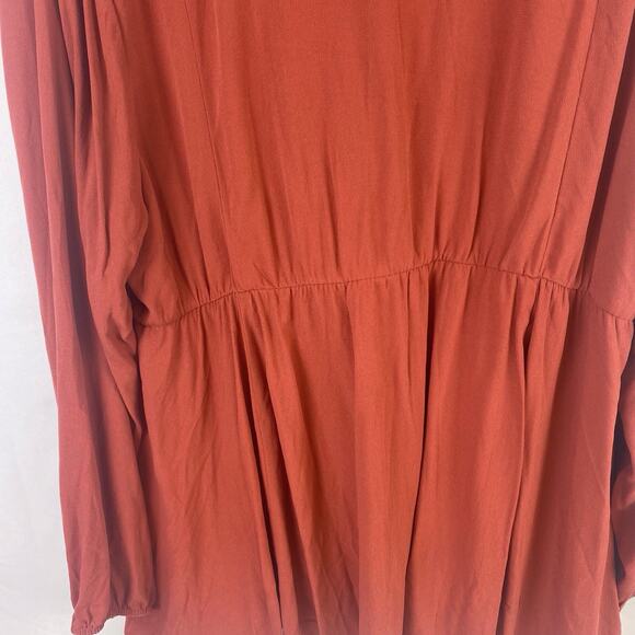 Torrid Babydoll Rayon Crepe Top Rust V Neck Tunic Long Sleeve Solid Size 3XL - Picture 5 of 8